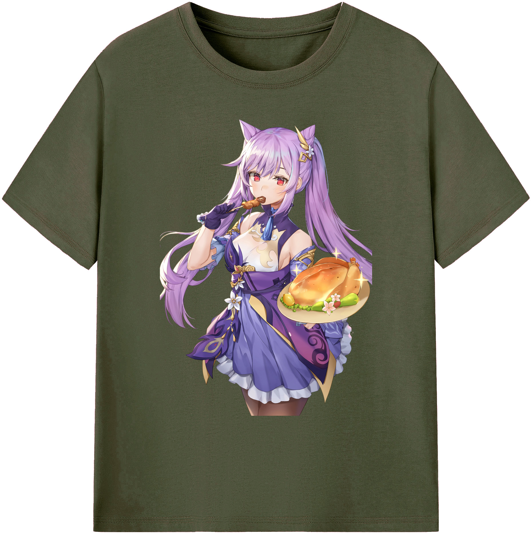 げんし神 刻晴 こくせい genshin Kokusei 綿100％ メンズ半袖Tシャツ｜肌触りやわらか＆通気性